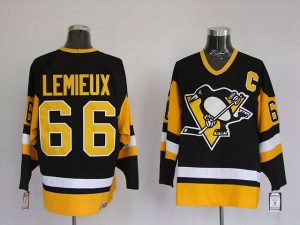 Penguins #66 Mario Lemieux Embroidered Black Mitchell&Ness NHL Jersey
