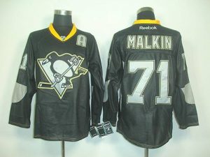 Penguins #71 Evgeni Malkin Black Ice Embroidered NHL Jersey