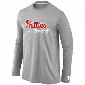 Philadelphia Phillies Long Sleeve MLB T-Shirt Grey