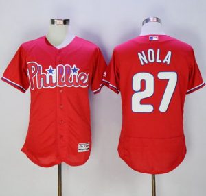 Phillies #27 Aaron Nola Red Flexbase Authentic Collection Stitched MLB Jersey