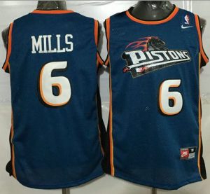 Pistons #6 Terry Mills Blue Throwback Stitched NBA Jersey