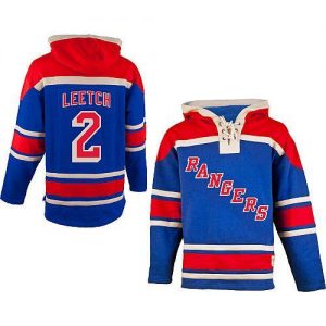 Rangers #2 Brian Leetch Blue Sawyer Hooded Sweatshirt Embroidered NHL Jersey
