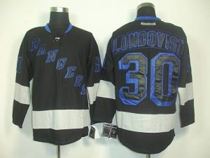 Rangers #30 Henrik Lundqvist Black Ice Embroidered NHL Jersey