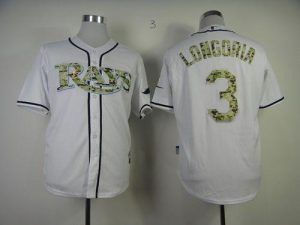 Rays #3 Evan Longoria White USMC Cool Base Stitched MLB Jersey