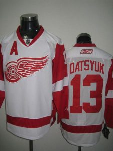 Red Wings #13 Pavel Datsyuk Embroidered White NHL Jersey
