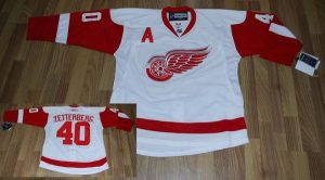 Red Wings #40 Henrik Zetterberg Embroidered White NHL Jersey