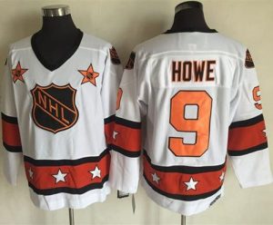 Red Wings #9 Gordie Howe White Orange All Star CCM Throwback Stitched NHL Jersey
