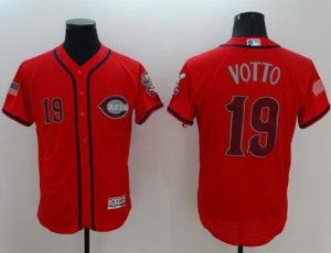 Reds #19 Joey Votto Red Fashion Stars & Stripes Flexbase Authentic Stitched MLB Jersey