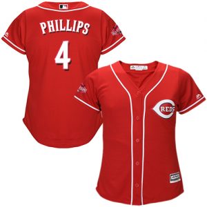 Reds #4 Brandon Phillips Red Alternate Women's Stitched MLB Jersey