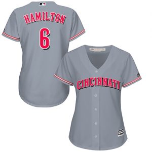 Reds #6 Billy Hamilton Grey Road Women's Stitched MLB Jersey