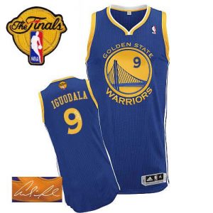 Revolution 30 Autographed Warriors #9 Andre Iguodala Blue The Finals Patch Stitched NBA Jersey