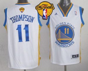 Revolution 30 Warriors #11 Klay Thompson White The Finals Patch Stitched NBA Jersey