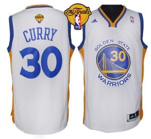 Revolution 30 Warriors #30 Stephen Curry White The Finals Patch Stitched NBA Jersey