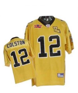 Saints #12 Marques Colston Gold With Super Bowl Patch Stitched NFL Jersey