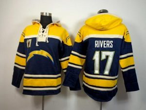San Diego Chargers #17 Philip Rivers Navy Blue Sawyer Hooded Sweatshirt NFL Hoodie