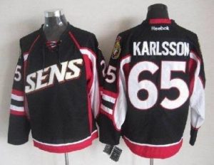 Senators #65 Erik Karlsson Black Throwback Embroidered NHL Jersey