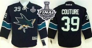 Sharks #39 Logan Couture Black 2016 Stanley Cup Final Patch Stitched Youth NHL Jersey