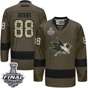 Sharks #88 Brent Burns Green Salute to Service 2016 Stanley Cup Final Patch Stitched NHL Jersey