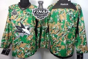 Sharks Blank Camo Veterans Day Practice 2016 Stanley Cup Final Patch Stitched NHL Jersey