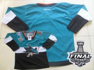 Sharks Blank Teal Black 2015 Stadium Series 2016 Stanley Cup Final Patch Stitched NHL Jersey