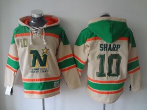 Stars #10 Patrick Sharp Cream Sawyer Hooded Sweatshirt Stitched NHL Jersey