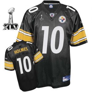 Steelers #10 Santonio Holmes Black Super Bowl XLV Embroidered NFL Jersey