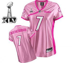 Steelers #7 Ben Roethlisberger Pink Lady Super Bowl XLV Embroidered NFL Jersey