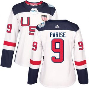 Team USA #9 Zach Parise White 2016 World Cup Women's Stitched NHL Jersey