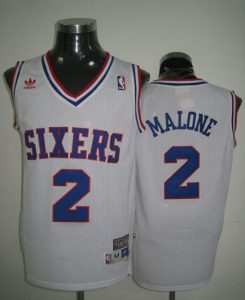 Throwback 76ers #2 Malone White Stitched NBA Jersey