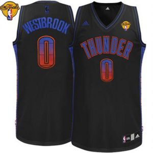 Thunder #0 Russell Westbrook Black Finals Patch Embroidered NBA Vibe Jersey
