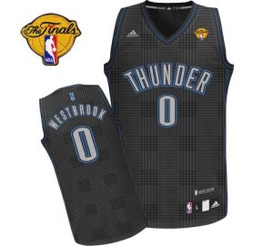 Thunder #0 Russell Westbrook Black Rhythm Fashion With Finals Patch Embroidered NBA Jersey