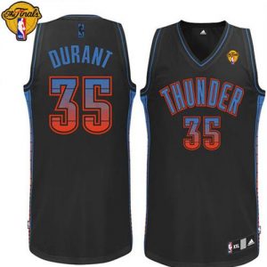 Thunder #35 Kevin Durant Black Finals Patch Embroidered NBA Vibe Jersey