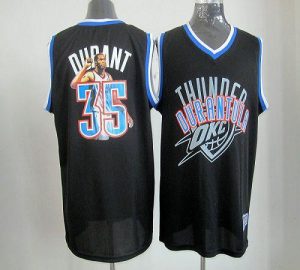 Thunder #35 Kevin Durant Black Majestic Athletic Notorious Fashion Embroidered NBA Jersey
