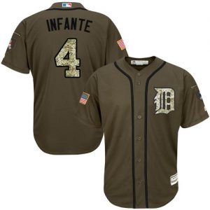 Tigers #4 Omar Infante Green Salute to Service Stitched MLB Jersey