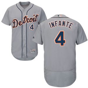 Tigers #4 Omar Infante Grey Flexbase Authentic Collection Stitched MLB Jersey