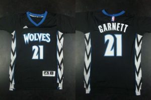 Timberwolves #21 Kevin Garnett Black Alternate Stitched NBA Jersey