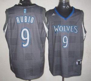 Timberwolves #9 Ricky Rubio Black Rhythm Fashion Embroidered NBA Jersey