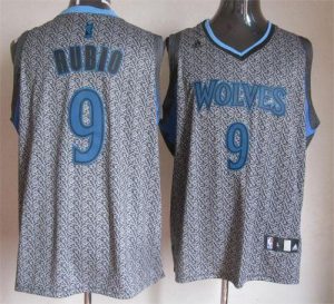 Timberwolves #9 Ricky Rubio Grey Static Fashion Embroidered NBA Jersey