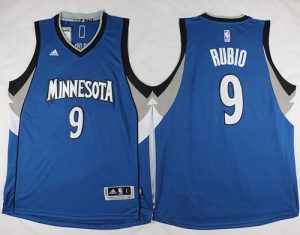 Timberwolves #9 Ricky Rubio Revolution 30 Blue Stitched NBA Jersey