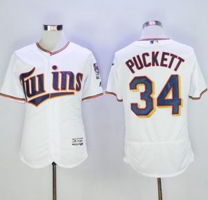 Twins #34 Kirby Puckett White Flexbase Authentic Collection Stitched MLB Jersey