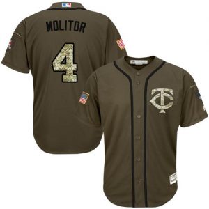 Twins #4 Paul Molitor Green Salute to Service Stitched MLB Jersey