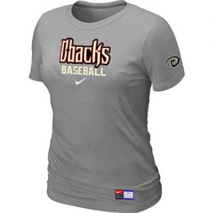 Women's Arizona Diamondbacks Nike Short Sleeve Practice MLB T-Shirts Light Grey