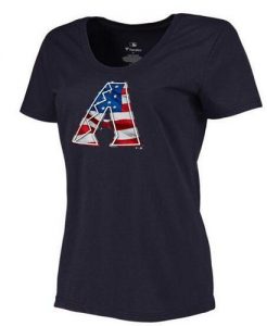 Women's Arizona Diamondbacks USA Flag Fashion T-Shirt Navy Blue