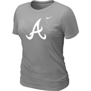 Women's Atlanta Braves Heathered Nike Light Grey Blended T-Shirt