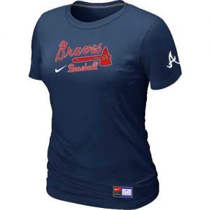 Women's Atlanta Braves Nike Short Sleeve Practice MLB T-Shirts Midnight Blue