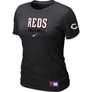 Women's Cincinnati Reds Nike Short Sleeve Practice MLB T-Shirts Black