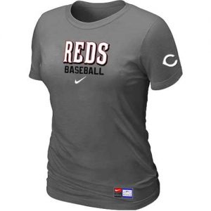 Women's Cincinnati Reds Nike Short Sleeve Practice MLB T-Shirts Crow Grey