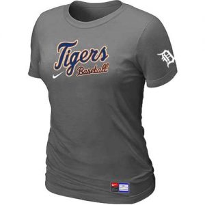 Women's Detroit Tigers Nike Short Sleeve Practice MLB T-Shirts Crow Grey