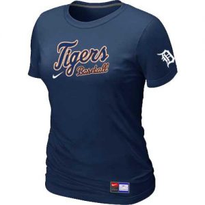 Women's Detroit Tigers Nike Short Sleeve Practice MLB T-Shirts Midnight Blue
