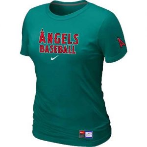 Women's Los Angeles Angels Nike Short Sleeve Practice MLB T-Shirts Teal Green